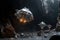 spacecraft deploying mining drones on asteroid