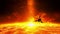 Spacecraft flying over solar eruption - exploration