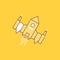 spacecraft, spaceship, ship, space, alien Flat Line Filled Icon. Beautiful Logo button over yellow background for UI and UX,