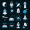 Spacecrafts Instruments Equipment Flat Icons Set