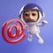 Spaceman astronaut character with email address symbol in 3d