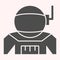 Spaceman costume glyph icon. Cosmonaut uniform cloth with antenna. Astronomy vector design concept, solid style