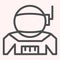 Spaceman costume line icon. Cosmonaut uniform cloth with antenna. Astronomy vector design concept, outline style