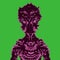 Spaceman invader. Vector illustration on green background.