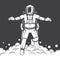 Spaceman with jetpack vintage print