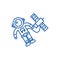 Spaceman in space with spaceship line icon concept. Spaceman in space with spaceship flat vector symbol, sign, outline