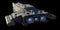 Spaceship Carrier Isolated on Black - Rear Angled View