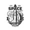 Spaceship icon, space shuttle launch to galaxy