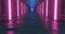 Spaceship interior architecture corridor,modern futuristic Sci Fi space,metal floor and light panels,blue and purple neon glowing