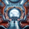 Spaceship interior with immersive window view, rendered in stunning 3D
