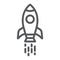 Spaceship line icon, shuttle and cosmos, rocket sign, vector graphics, a linear pattern on a white background.