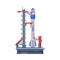 Spaceship on Starting Platform, Start Rocket from Spaceport Flat Style Vector Illustration on White Background