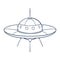 Spaceship vector Illustration. Line Art cartoon spacecraft icon. UFO sketch template for logo, emblem, Web design, Print