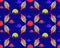 Spaceships Circling Planets Against Starry Sky, Colorful Repeating Pattern