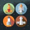 Spaceships icons collection with shuttles and rockets