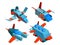 Spaceships isometric. Space technologies cargo and warships aerial bomber 3d vector low poly spaceships isolated