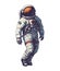 Spacewalking astronaut in white suit explores galaxy