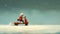 Spacey: A Playful Digital Painting Of A Boy Riding A Red Moped