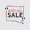 Spacial Sale Text Bubble with Trendy Flat Geometric Speech Vector