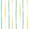 Spacious hand painted blue and yellow grunge stripes design. Seamless geometric vector pattern on fresh white background