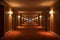 Spacious Interior long hotel corridor. Generate Ai