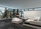 Spacious luxury living room interior in winter