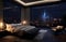 Spacious Luxury penthouse bedroom. Generate Ai