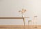 Spacious modern dining room with wooden chair and table.  Minimalist dining room design. 3D illustration