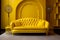 Spacious Room yellow sofa. Generate Ai