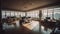 Spacious, well-lit, empty office with comfy interiors. AI Generative