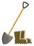 Spade and boots garden tools color vector