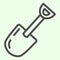 Spade line icon. Garden shovel working equipment outline style pictogram on white background. Building and gardening