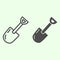 Spade line and solid icon. Garden shovel working equipment outline style pictogram on white background. Building and