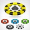 Spades poker chip isometric set 3D object