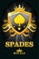 SPADES Royale in black shield. Casino banner with award ribbon and crown.