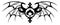 Spades symbol with bat wings, decoration, black and white, isolated.