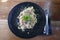 Spagetti carbonara with high angle