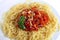 Spaghetti al Pomodoro closeup
