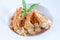 Spaghetti with Almond Shrimp meal cuisine