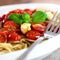 Spaghetti with baked tomatoes