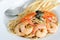 Spaghetti basil spicy shrimp