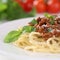 Spaghetti Bolognese noodles pasta meal with ground meat