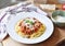 Spaghetti Bolognese on a white plate