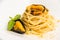 Spaghetti with bottarga and mussels