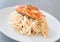 spaghetti cream sauce with salmon