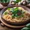 A spaghetti dish shaped like a tree, with meatball ornaments and basil leaves as foliage3