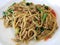 Spaghetti drunken noodles pork chops