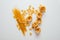 Spaghetti, farfalle and tagliatelle isolated on a white background.