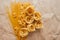 Spaghetti, farfalle and tagliatelle isolated on a white background.