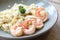 Spaghetti fettucini cream sauce with shrimp , Italian food